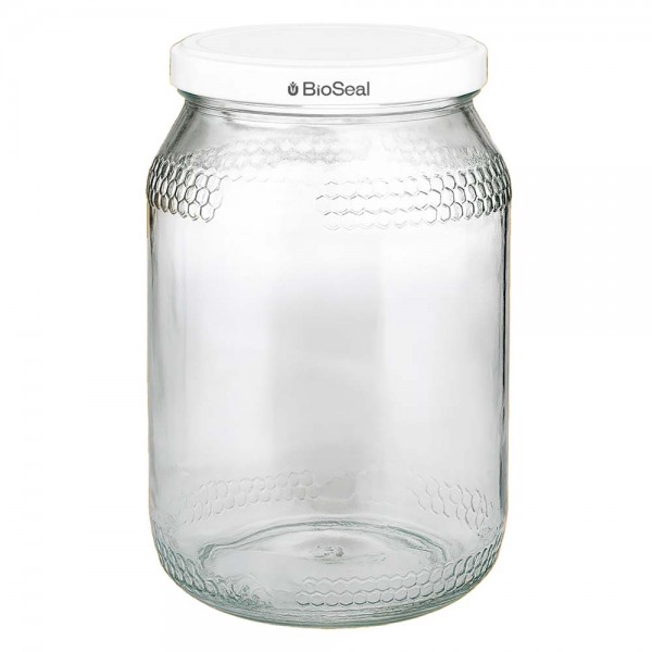 Pot à miel 1260 g avec couvercle blanc BioSeal UNiTWIST
