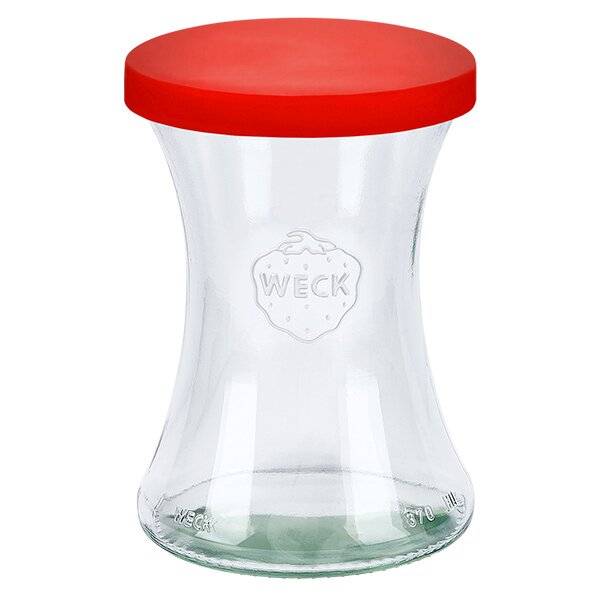WECK delicatessenglas 370ml met rood siliconenhoes