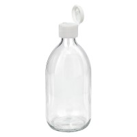 500ml Euro-medicijnfles / siroopfles helder met witte klapsluiting 500ml Euro-medicijnfles / siroopfles helder met witte klapsluiting