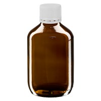 200ml Euro-medicijnfles bruin met witte schroefsluiting VR 200ml Euro-medicijnfles bruin met witte schroefsluiting VR