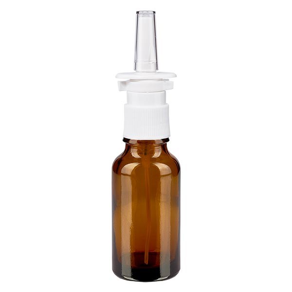 Flacon compte-gouttes ambré 20 ml avec spray nasal blanc