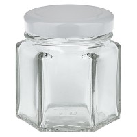 Bocal hexagonal de 47ml avec couvercle BasicSeal blanc UNiTWIST Bocal hexagonal de 47ml avec couvercle BasicSeal blanc UNiTWIST