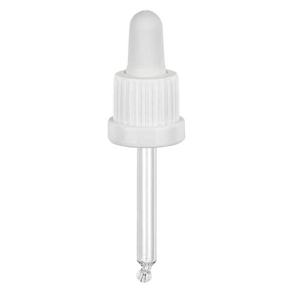 pipette en verre blanc/blanc 18mm, longueur 53,5 inviolable Bouchon