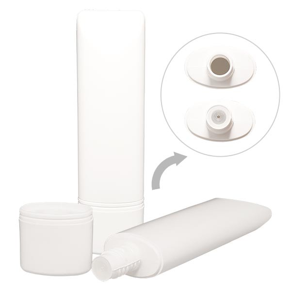 Tube blanc 50 ml en PEHD/PEBD + bouchon plat