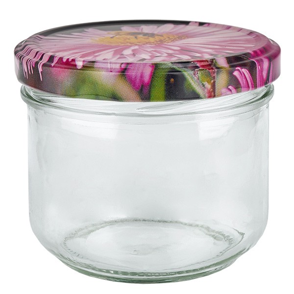 260ml Verre renversé + couvercle BasicSeal décor fleurs UNiTWiST