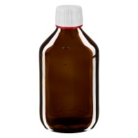 250ml Euro-medicijnfles bruin met witte schroefsluiting VR 250ml Euro-medicijnfles bruin met witte schroefsluiting VR
