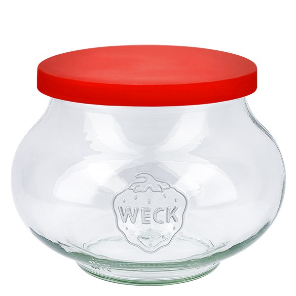 1062ml Pot à bijoux WECK avec couvercle en silicone rouge