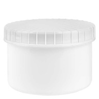 Kunststof pot 250 ml wit met geribbeld witte schroefdeksel van PE, type sluiting Standaard Kunststof pot 250 ml wit met geribbeld witte schroefdeksel van PE, type sluiting Standaard