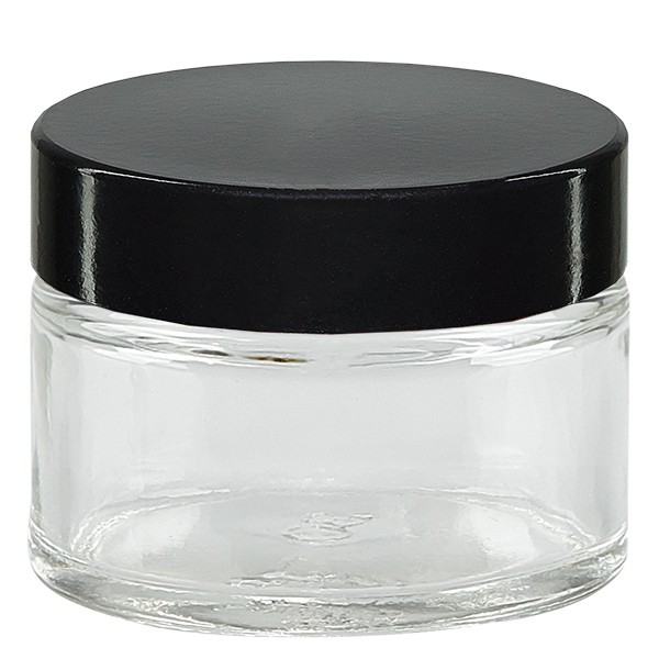 250 ml Pot en verre clair - Couvercle noir