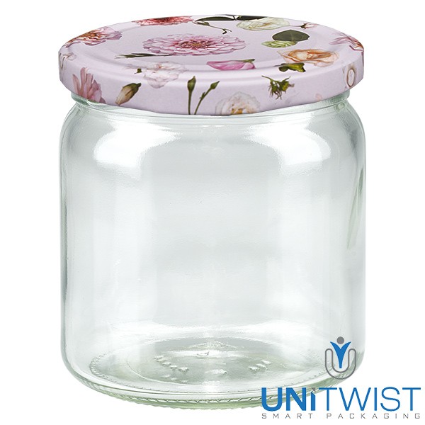 408 ml ronde pot + BasicSeal-deksel bloem roze UNiTWIST®