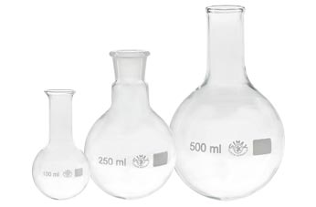 BALLON FOND PLAT COL ETROIT EN VERRE BOROSILICATE