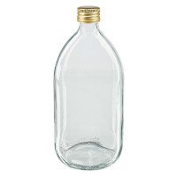 1000ml Euro-medicijnfles helder met gouden aluminium sluiting 1000ml Euro-medicijnfles helder met gouden aluminium sluiting