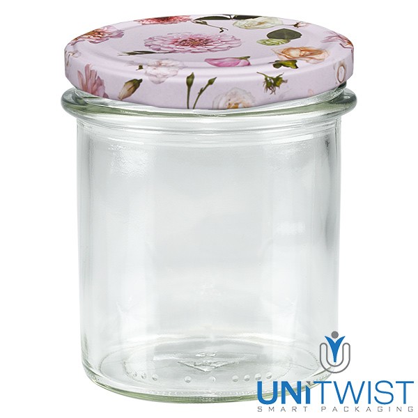350 ml omslagglas + BasicSeal-deksel bloem roze UNiTWIST®