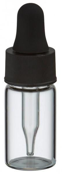 Mini pipetfles 3ml helder, schroefdraad M13 met druppelpipet PL28 zwart/zwart