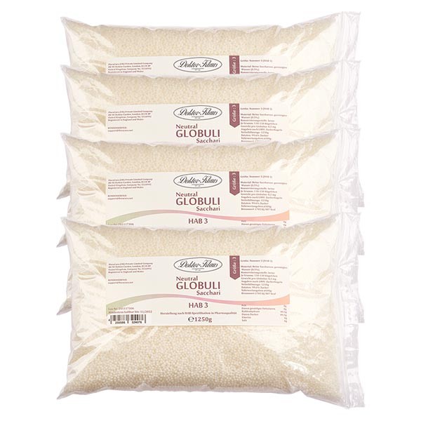 Offre spéciale : 5kg globules neutres HAB3, 100 % pure saccharose (4 x 1,25 kg)