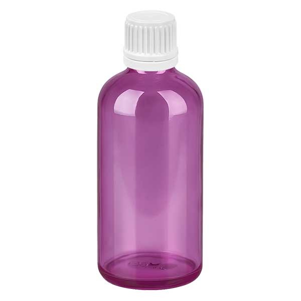 Bouteille de 100 ml, bouchon à vis blanc de 11 mm avec bague d&#039;inviolabilité PurpleLine UT18/100