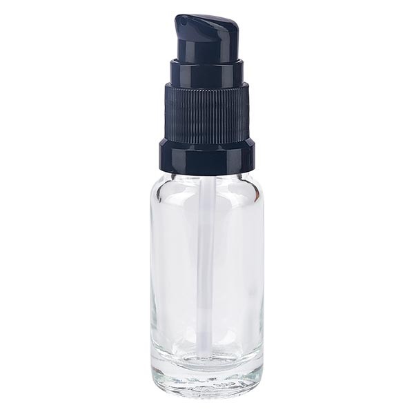 Helder glazen flessen 10ml met zwart pompsluiting