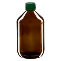500ml Euro-medicijnfles bruin met groene schroefsluiting VR 500ml Euro-medicijnfles bruin met groene schroefsluiting VR