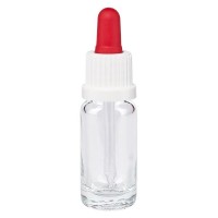 Pipetfles helder 10ml, pipet wit/rood VR Pipetfles helder 10ml, pipet wit/rood VR
