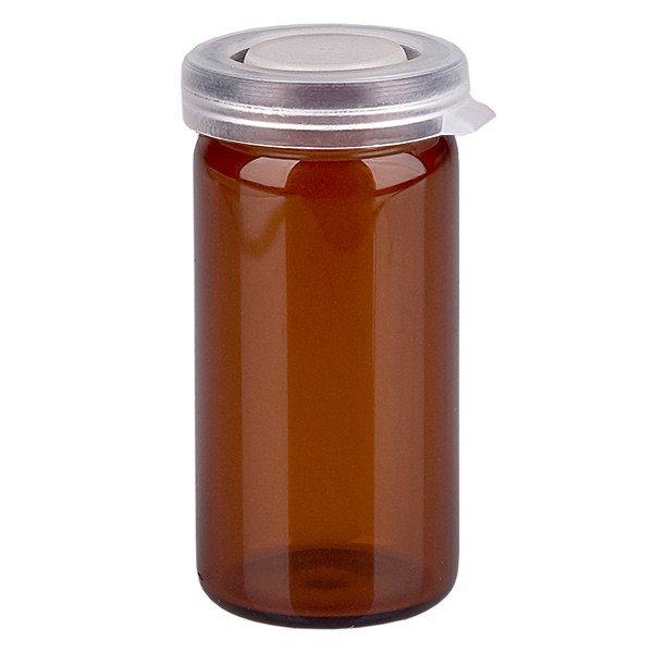 Pot à comprimés 10 ml ambré, avec bouchon à déclic