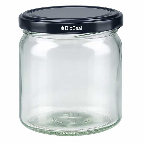 408ml Rundglas mit BioSeal Deckel schwarz UNiTWIST