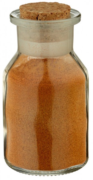 Idee voor een glazen kruidenpotje: 50 ml fles met schuine schouders wijde hals helder glas incl. kurk