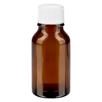 Bruine glazen fles 30ml met wit schroefsluiting St  Bruine glazen fles 30ml met wit schroefsluiting St