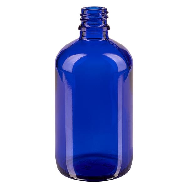 Flacon compte-gouttes 100 ml DIN18 - verre bleu