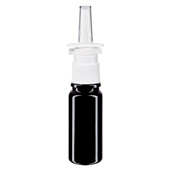 Fles van violet glas 10 ml met neusverstuiver wit