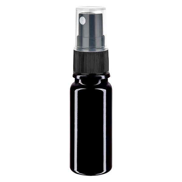 Flacon en verre violet 10 ml DIN18 (verre Miron) avec spray